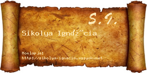 Sikolya Ignácia névjegykártya